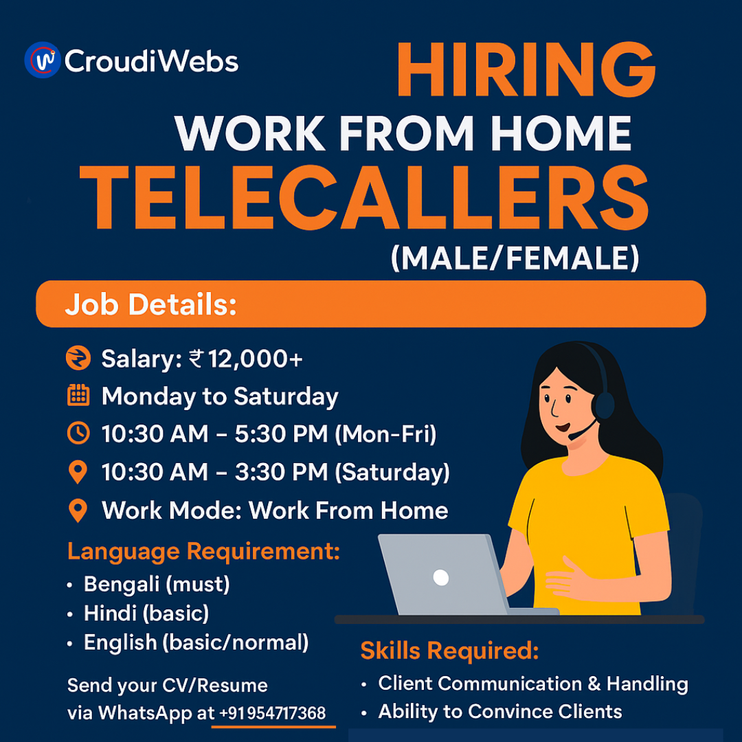 Hiring Work From Home Telecallers (Male/Female)